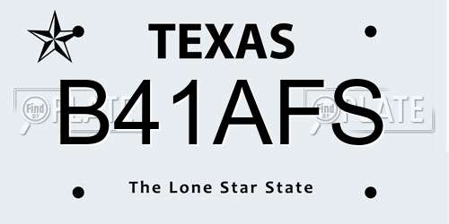 B41AFS Texas License Plate