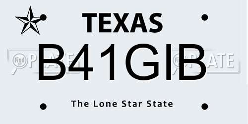 B41GIB Texas License Plate