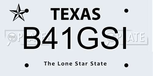 B41GSI Texas License Plate