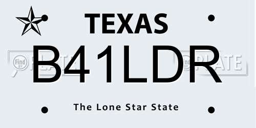 B41LDR Texas License Plate