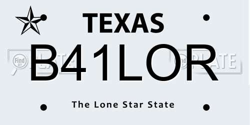 B41LOR Texas License Plate