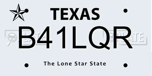 B41LQR Texas License Plate