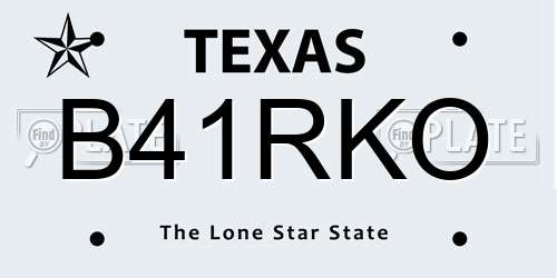 B41RKO Texas License Plate