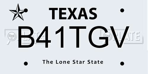 B41TGV Texas License Plate