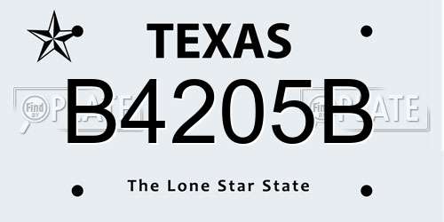 B4205B Texas License Plate