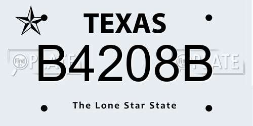 B4208B Texas License Plate