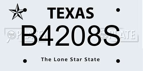B4208S Texas License Plate