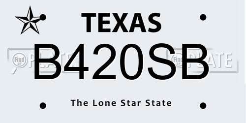 B420SB Texas License Plate