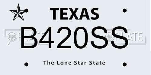 B420SS Texas License Plate