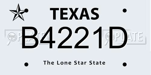 B4221D Texas License Plate