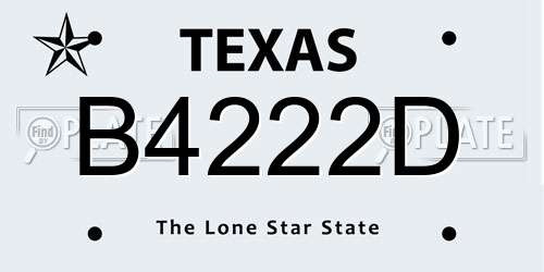 B4222D Texas License Plate