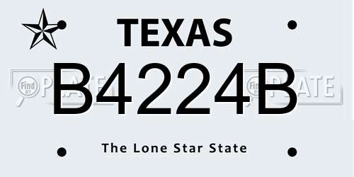 B4224B Texas License Plate