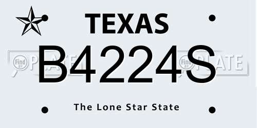 B4224S Texas License Plate