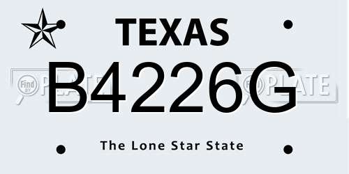 B4226G Texas License Plate
