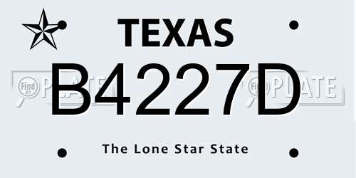 B4227D Texas License Plate
