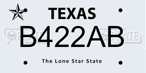 B422AB Texas License Plate