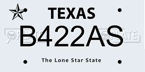 B422AS Texas License Plate