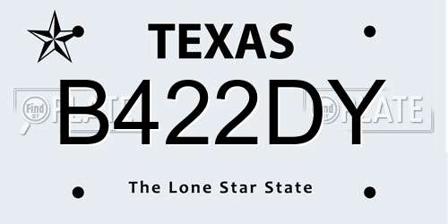 B422DY Texas License Plate