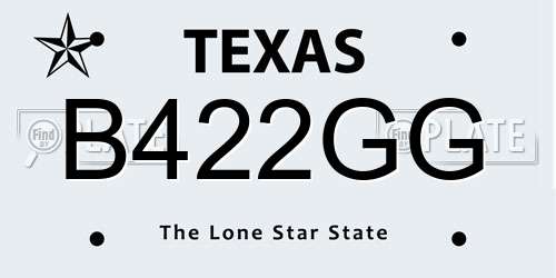 B422GG Texas License Plate