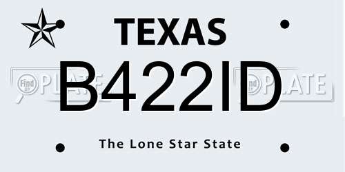 B422ID Texas License Plate