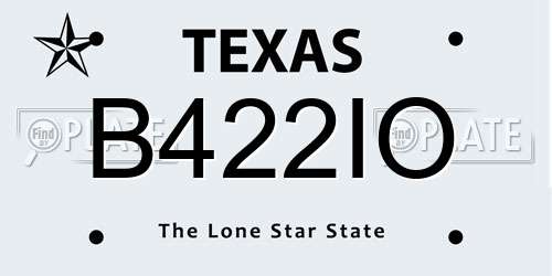 B422IO Texas License Plate
