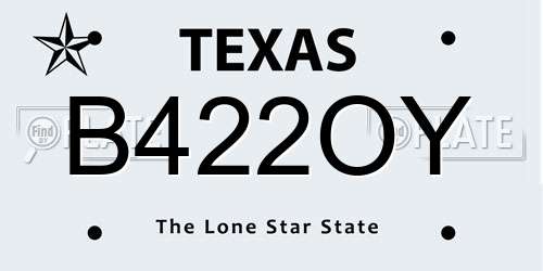 B422OY Texas License Plate