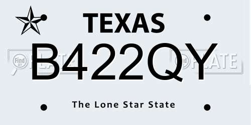B422QY Texas License Plate