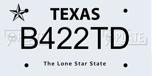 B422TD Texas License Plate