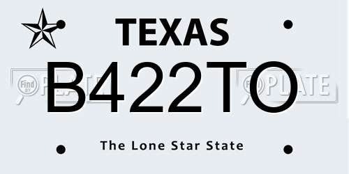 B422TO Texas License Plate