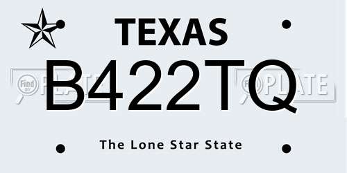 B422TQ Texas License Plate