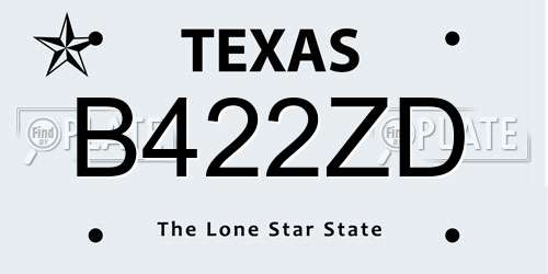 B422ZD Texas License Plate
