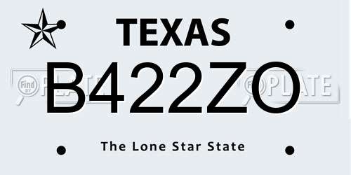 B422ZO Texas License Plate
