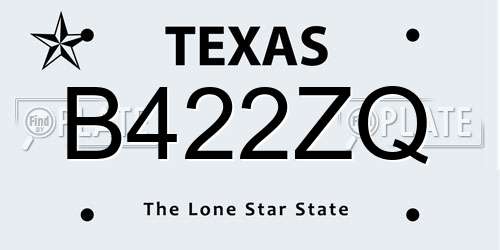 B422ZQ Texas License Plate