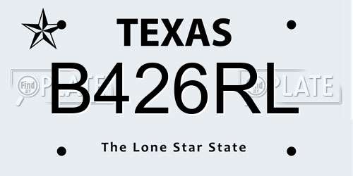 B426RL Texas License Plate