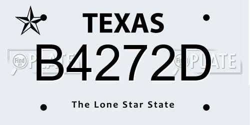 B4272D Texas License Plate