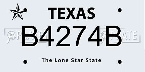 B4274B Texas License Plate
