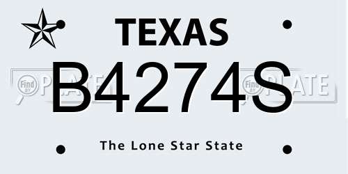 B4274S Texas License Plate