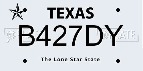 B427DY Texas License Plate