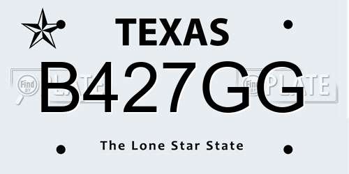 B427GG Texas License Plate