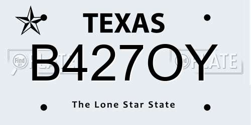B427OY Texas License Plate