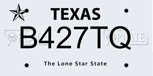 B427TQ Texas License Plate