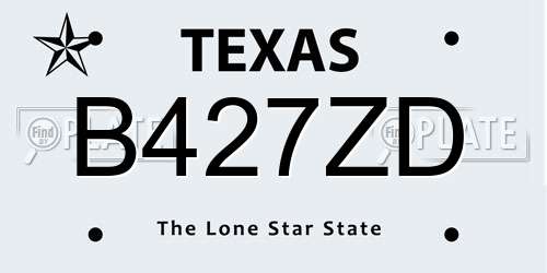 B427ZD Texas License Plate