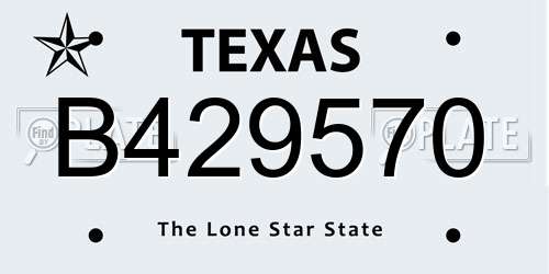 B429570 Texas License Plate