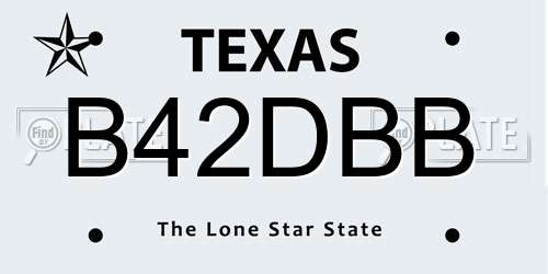 B42DBB Texas License Plate