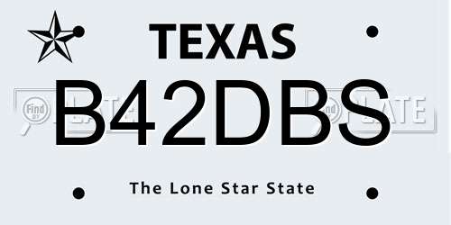 B42DBS Texas License Plate