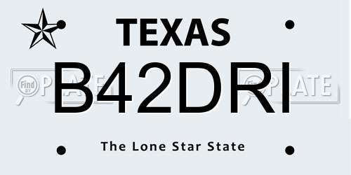 B42DRI Texas License Plate