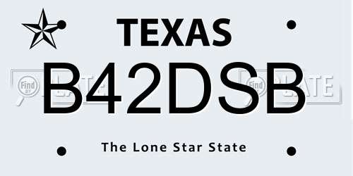 B42DSB Texas License Plate