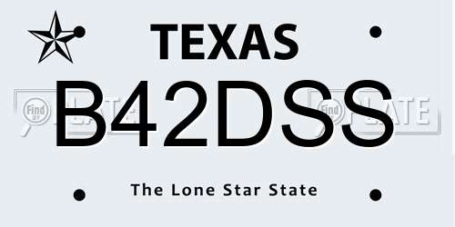 B42DSS Texas License Plate