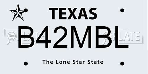 B42MBL Texas License Plate