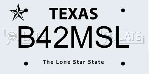 B42MSL Texas License Plate